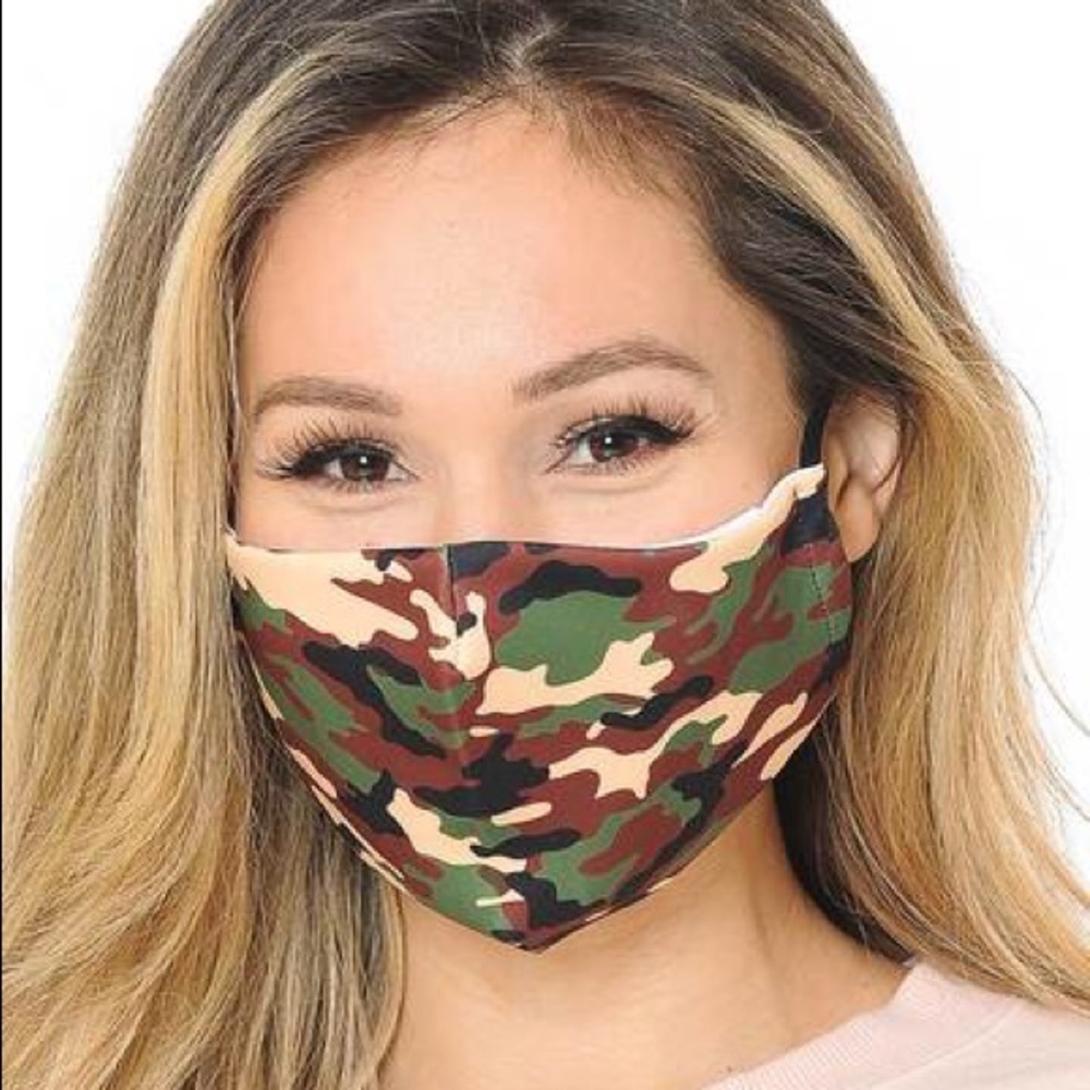 Green Camouflage Graphic Print Fashion Face Mask